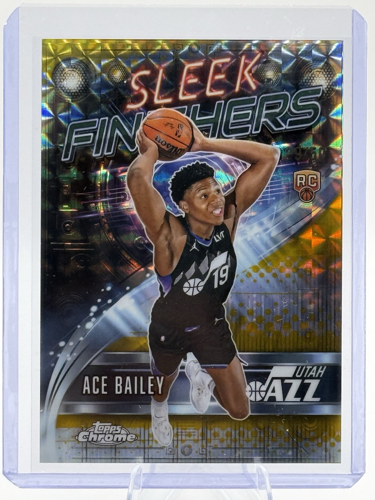 2025-26 Topps Chrome Ace Bailey Sleek Finishers RC Gold Geo Refractor /50 Jazz