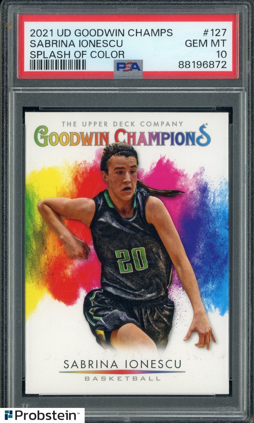 2021 UD Goodwin Champs Splash Of Color #127 Sabrina Ionescu PSA 10 GEM MINT