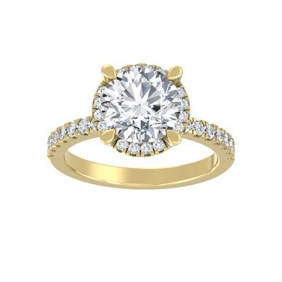 2Ct Lab Grown Diamond Halo Engagement Ring Size 7 10K Yellow Gold