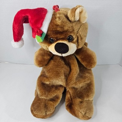 Smithy Teddy Plush Christmas Stocking Brown Red Hat Reversible Stuffed Animal