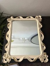 VTG Syroco MCM Hollywood Regency Gilded Wall Mirror Bow Corner Accents