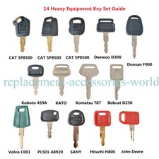 14pc Heavy Equipment Key Set Construction Keys For CAT Volvo deere kubota NEW