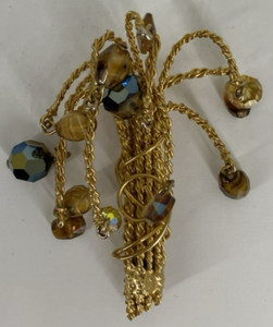 Authentic Vintage Hattie Carnegie Gold Plated Multicolor Crystal Beads Tree Brooch