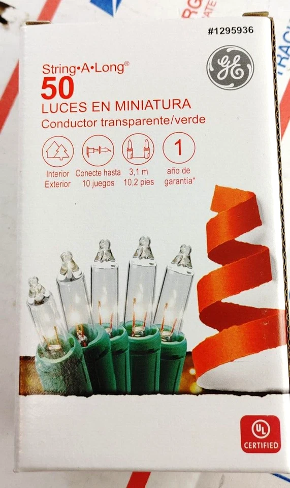 GE String A Long 50 Clear Mini String Lights with Green Wire Cord Christmas NEW - Image 3 of 3