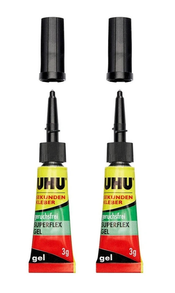 2x UHU Sekundenkleber Alleskleber, geruchsfrei Superflex Gel 3 g 45565
