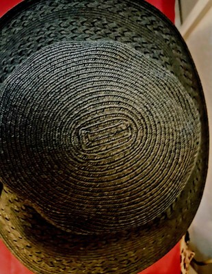 BIJOUX TERNER WIDE-BRIM BLACK PAPER STRAW HAT, BRAID DESIGN  display picture 1