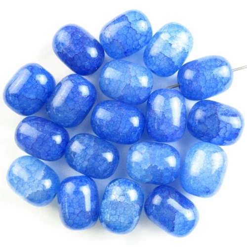 18Pcs 16x12mm Blue Dragon Veins Agate Drum Pendant Bead CJ864
