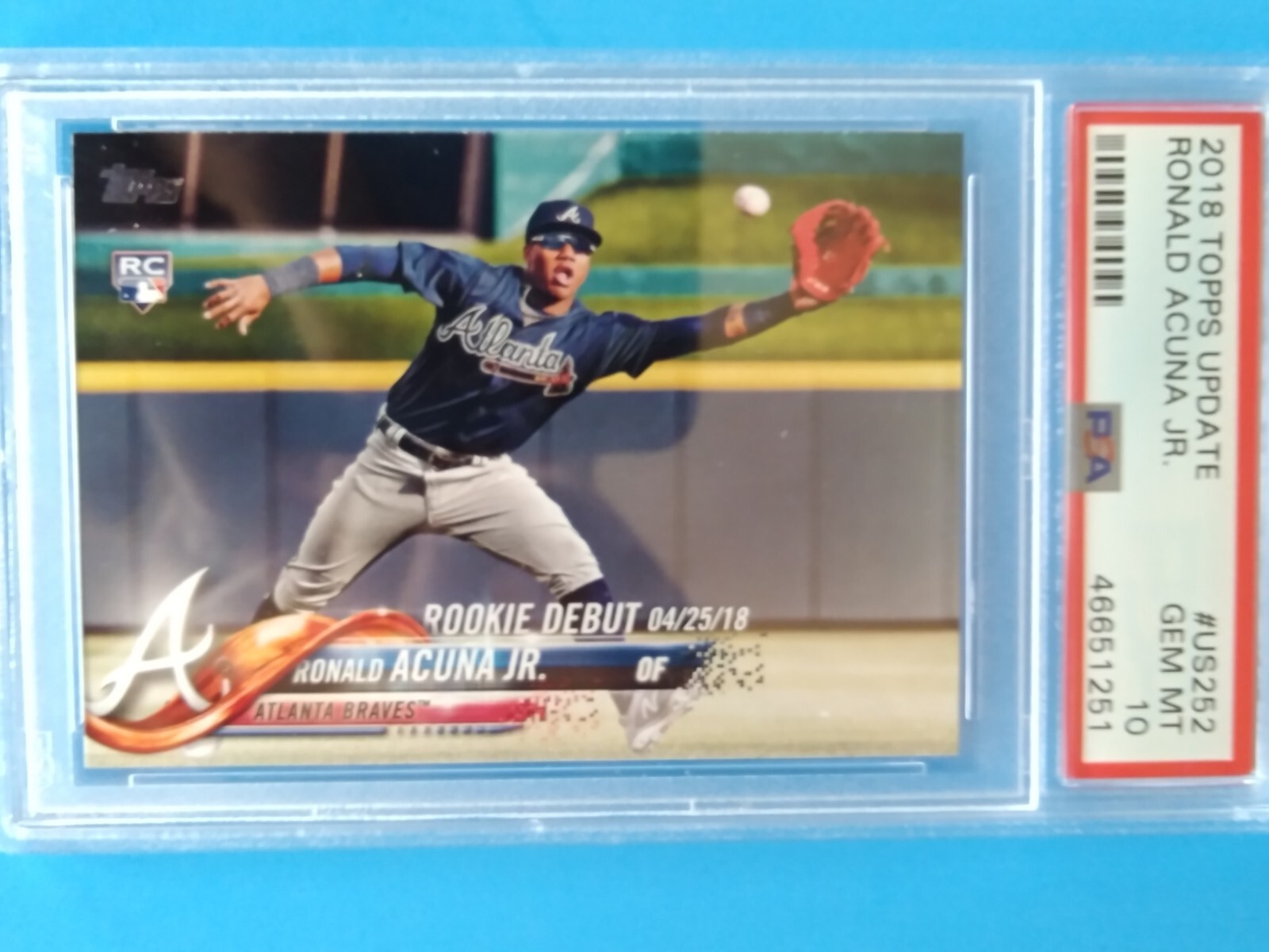 2018 Topps Update #US252 Ronald Acuna Jr. PSA 10 Gem Mint Rookie Debut