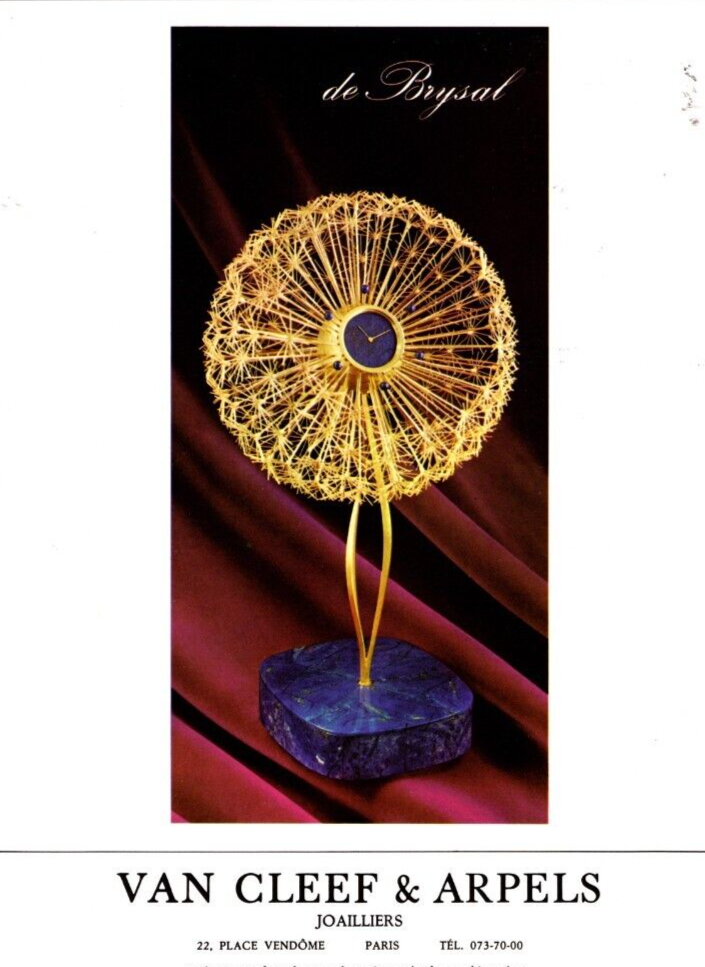 1968 VAN CLEEF & ARPELS CLOCK MAGAZINE AD, DE BRYSAL PEDESTAL