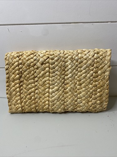 Straw Woven Boho Summer Vacation Travel Clutch Bag Purse Cottagecore with snap - Picture 2 of 6