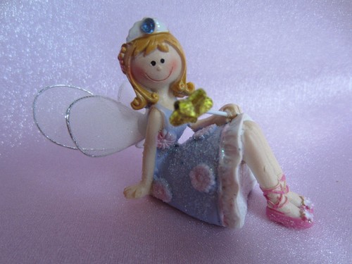 Statua fata Delton Mini viola 2,2" resina seduta goccia di rugiada statuina NUOVA - Foto 2 di 3