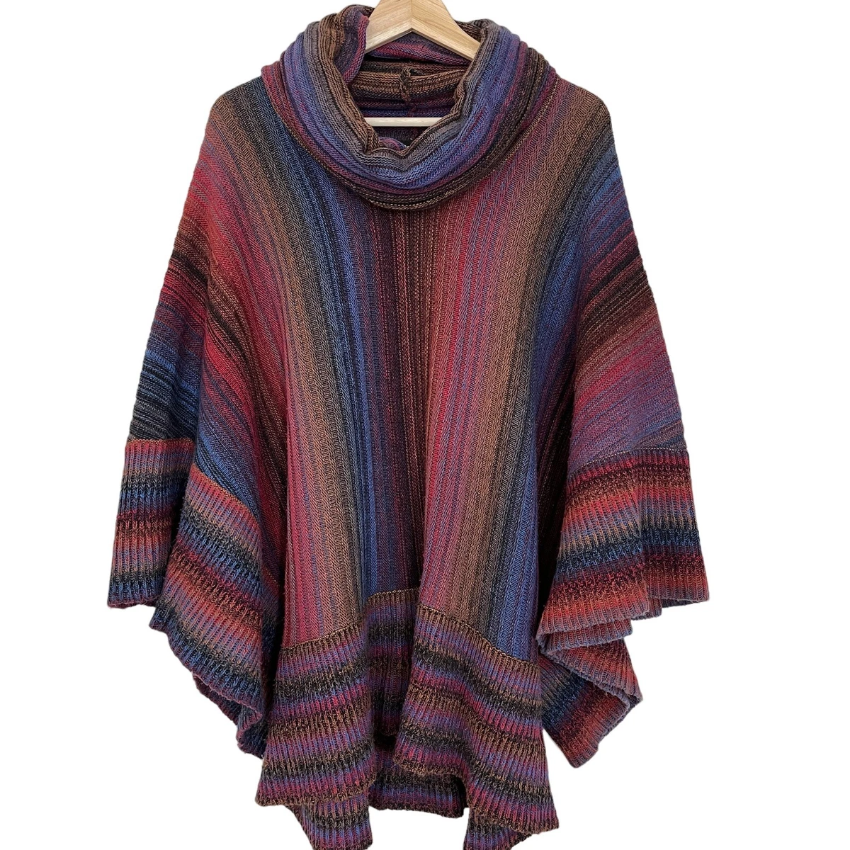 Cowl neck top poncho sweater