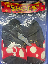 NOS Professional Clown Shoes Costume black red polka dot Heavy Rubber Soles OS