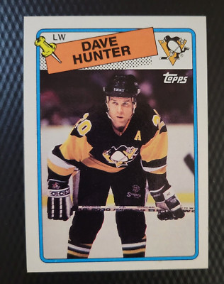 1988-89 Topps DAVE HUNTER Pittsburgh Penguins Hockey NHL Career Stats ...