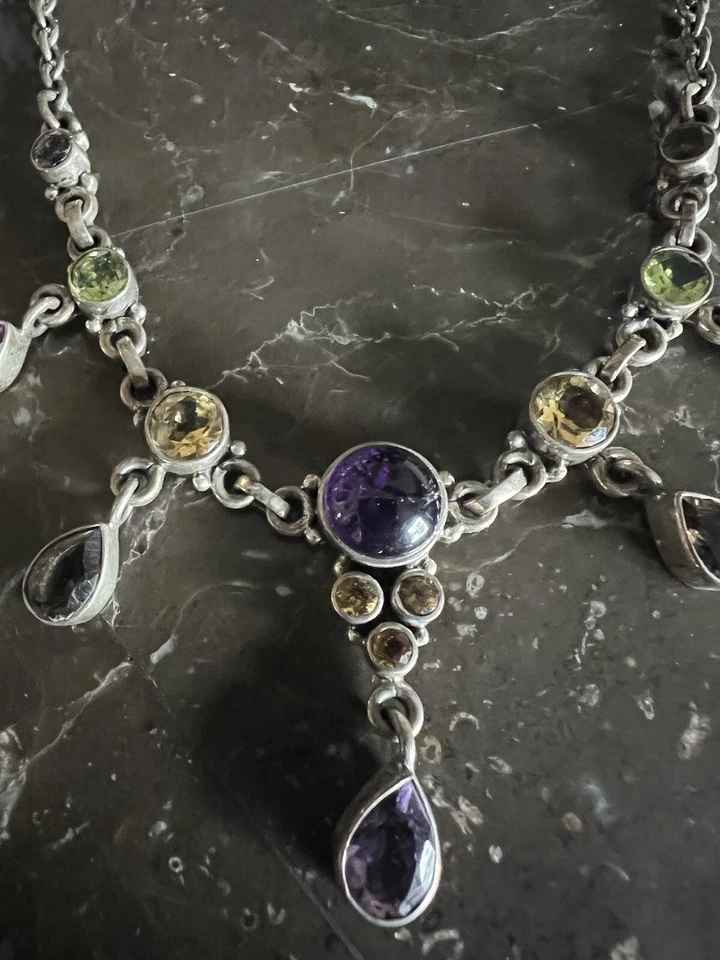Nicky Butler Amethyst, Citrine, and Peridot Drop Necklace 18” - Image 2 of 4