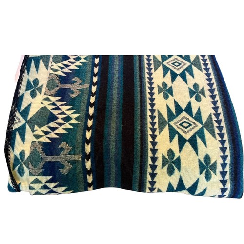 Ecuador Alpaca Wool Blanket Blue Handmade Soft Warm Throw Southwest Tribal Style - Picture 3 of 10