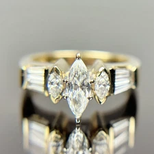 2ct Marquise Cut Lab Created Diamond Engagement Ring 14k Yellow Gold Plated