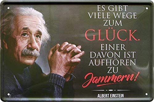 Blechschild Albert Einstein Spruch “ES GIBT VIELE Wege ZUM GLÜCK” Geschenkidee M - Bild 1 von 2