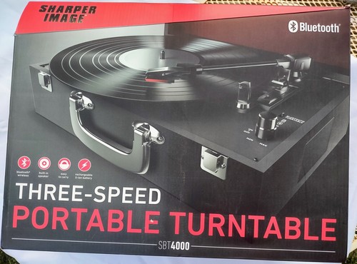  Sharper Image Portable Wireless Bluetooth Turntable Record Player NEW - Afbeelding 1 van 10