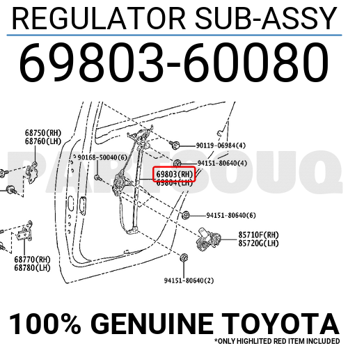 ユウ 6980360080 Genuine Toyota REGULATOR SUB-ASSY 69803-60080 | eBay