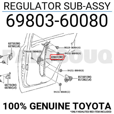 とと 6980360080 Genuine Toyota REGULATOR SUB-ASSY 69803-60080 | eBay