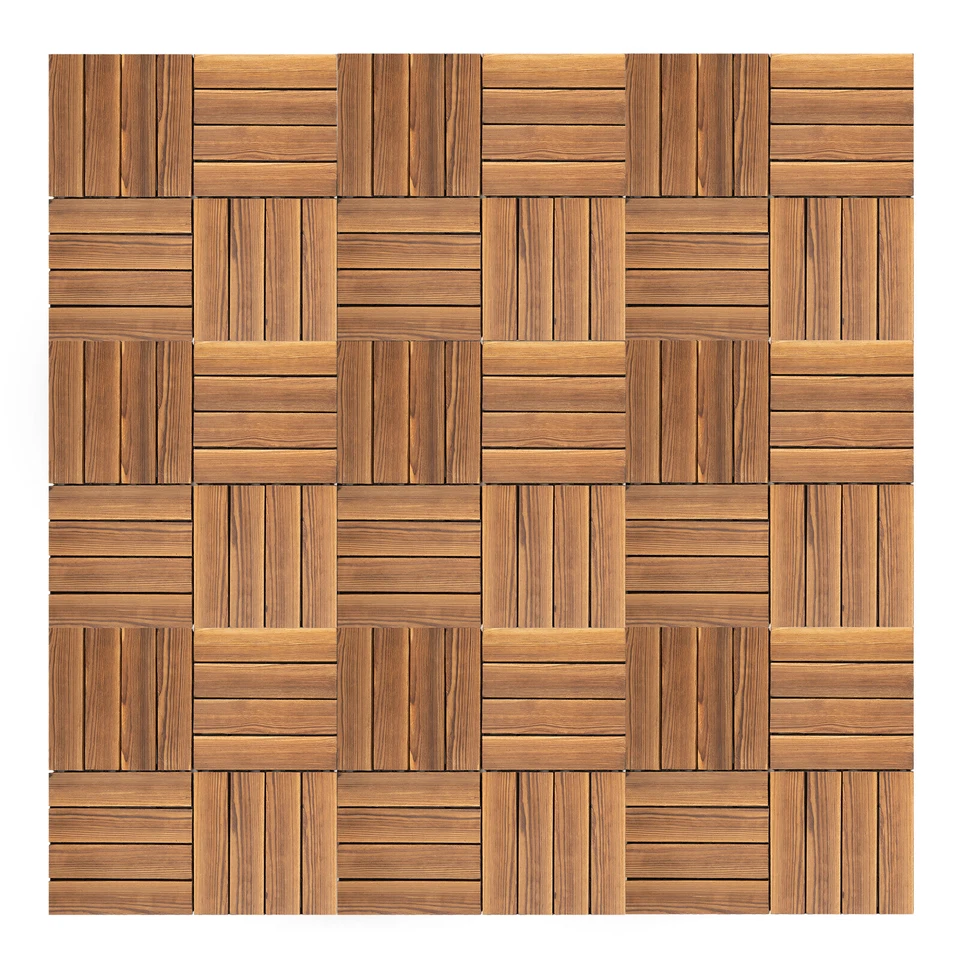 Azulejos de madera para terraza de patio entrelazados hágalo usted mismo al aire libre 12""x12"" 36 piezas Foto 4 de 4