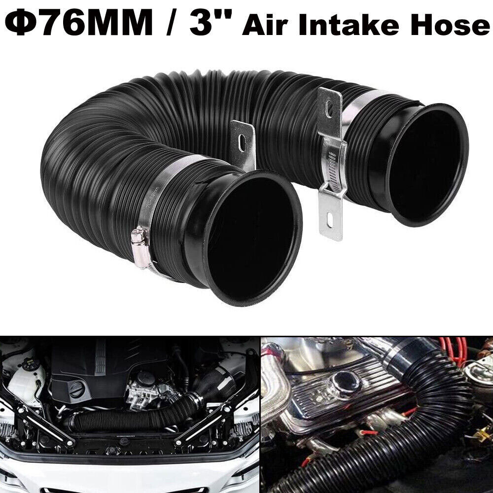 KIMISS 3 Inch Universal Cold Air Intake Pipe - Flexible Aluminum Hose For Car Performance