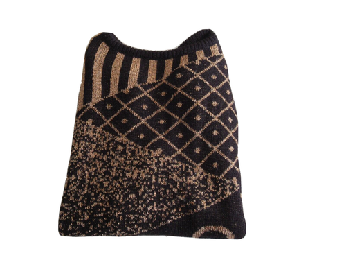 Vintage TJW Mervyn's Sweater Sz Medium Geometric Abstract Black Gold Metallic - Picture 10 of 10