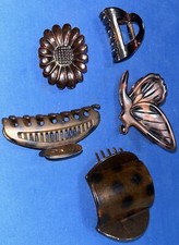 Vintage Lot Of 5 Faux Tortoise Shell Hair Clips