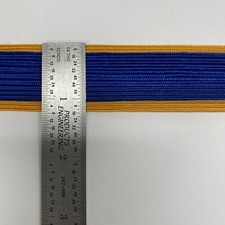 Rice Flat Braid- Nylon Blue/Gold Edge -1.25  Wide Stripe - 72 Yards- Made In USA
