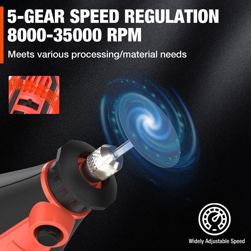 ValueMax 1.2Amp Corded Dremel Rotary Tool Kit w/Storage Case 5 Variable Speed - Image 4 of 4