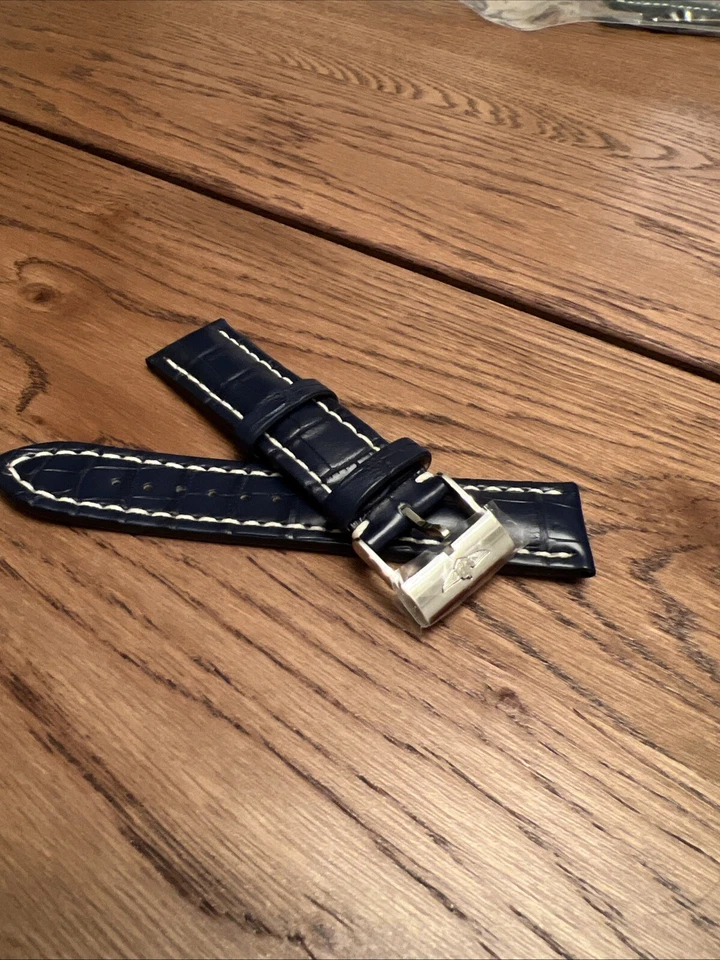 Correa de cocodrilo Breitling 22/20 OEM azul marino Foto 2 de 3