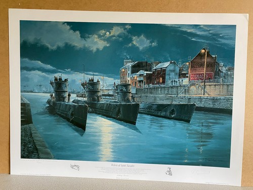 Deutsches U-Boot Marine Kunstdruck Wölfe bei Saint Nazaire Erich Topp U567 U-Boot