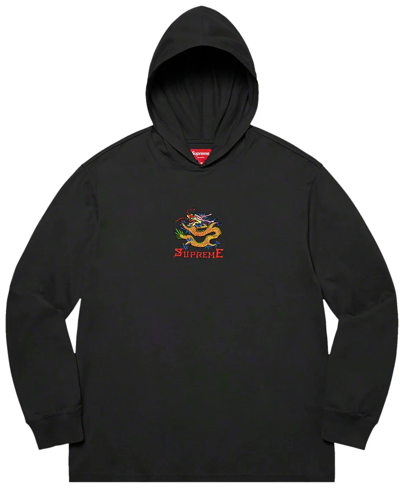 Haut noir à capuche Supreme Dragon L/S taille XL   Dragon brodé SS22