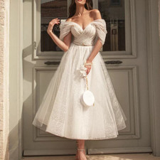2023 Wedding Dress Tulle Sexy Off-Shoulder Deep V-neck Backless A-Line Swing 