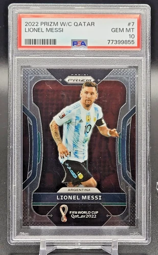 Lionel Messi 2022 PANINI PRIZM FIFA WORLD CUP QATAR PSA 10 Argentina