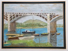 Original Öl Gemälde nach Claude Monet "Le Pont au Seine d‘Argenteuil" 60x80 cm 