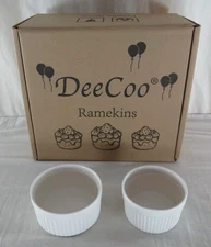 DeeCoo Ramekins Set of 12 White Mousse Cup Bowls Pot Du Creme Brand New in Box