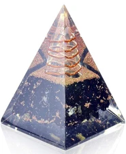 Orgone Pyramid-Black Tourmaline-Crystal-Chakra Balancing Orgone Energy Genera...