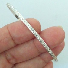 Vintage Sterling Silver 925 FANCY Bangle Bracelet Size 8.25