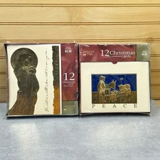 HOLIDAY TIME Lot of 2 Boxes 12 Count Christmas Cards Religious Theme New in Box