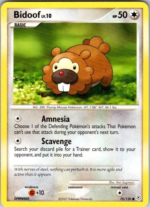 Pokemon | Diamond and Pearl | Bidoof | 70/130 | Normal | NM