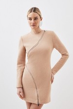 Karen Millen Bodycon Midi Dress S in Tan RRP £249