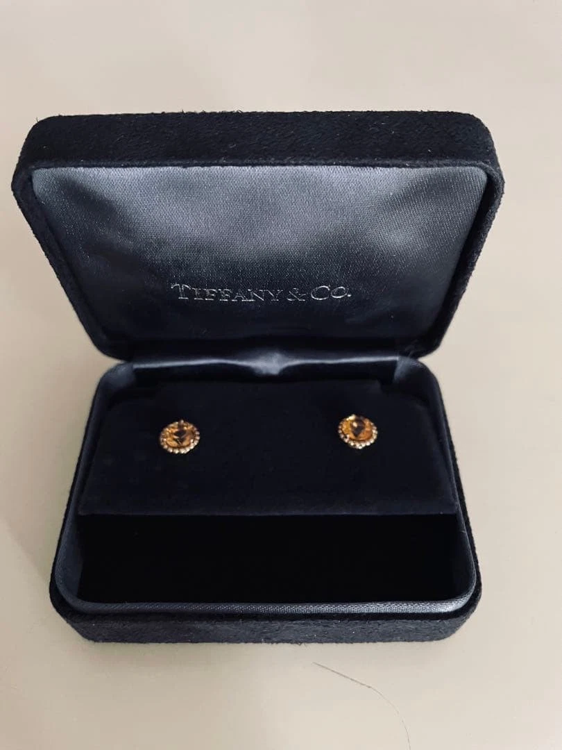 TIFFANY & CO. Ohrstecker Citrin November Geburtsstein 18K Gelbgold Auth