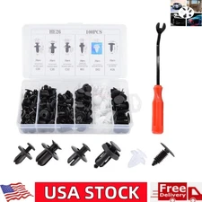 100Pcs Car Retainer Auto Fasteners Push Trim Plastic Clips Pin Rivet Bumper Clip
