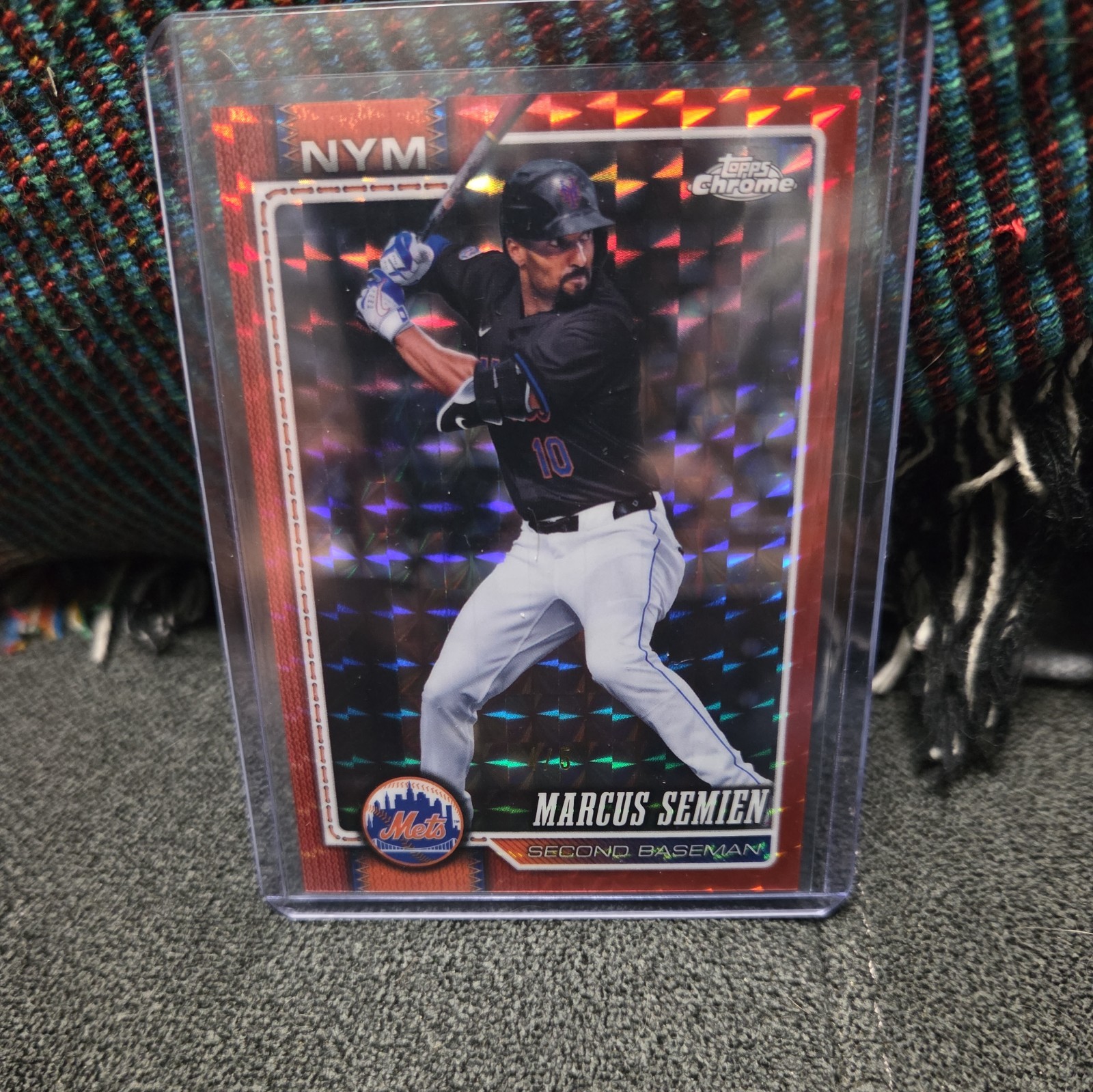 Marcus Semien 2026 Topps Chrome  Red geometric Refractor /5 New York Mets 🔥