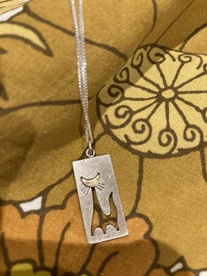 Katze Anhänger Sterling Silber Gold 70er Jahre Kupittaan Kulta Nina Scandi Finnland