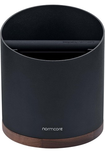 Normcore Espresso Knock Box 1L - Stainless Steel & Walnut Base - Holds 25 Pucks