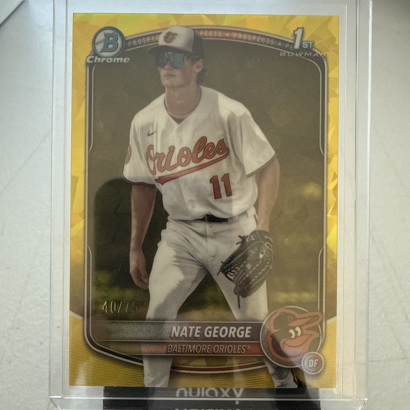 NATE GEORGE 2025 BOWMAN CHROME 1ST SAPPHIRE YELLOW ORIOLES /75