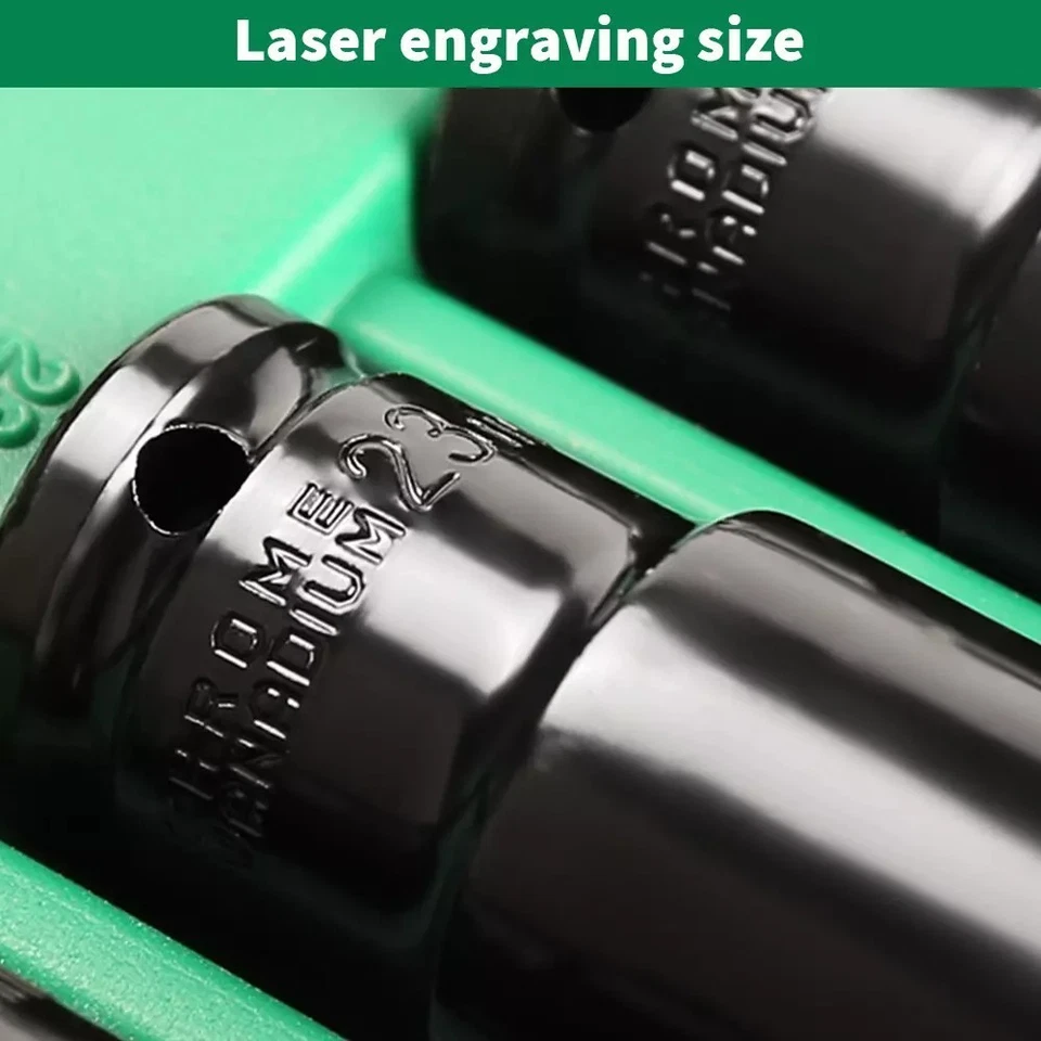 1/2" Drive Deep Impact Socket Set 20PCS 8-32MM CR-V Steel Metric Sockets Long - image 3 of 4